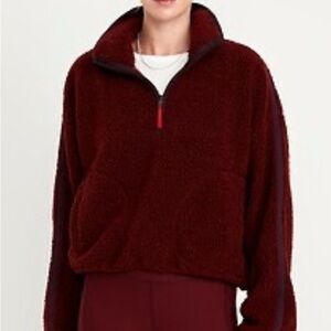 OLD NAVY 3/4 Zip Cozy Burgundy Fleece Jacket Size XL